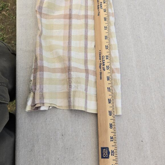 Free People The Way You Move Natural Plaid Linen Pants Edgy 70s Boho Size 12 - Picture 4 of 12